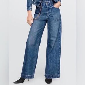 Gap x Cult Gaia High Rise Stride Chain Jeans Wide-Leg Denim Jeans Size 29 NWT